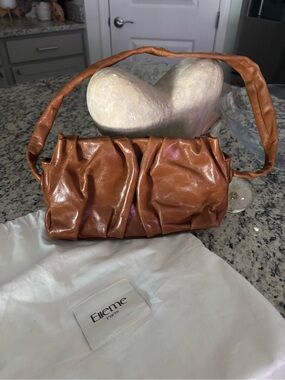 Elle Paris Tan Ruched Shoulder Bag
